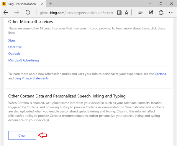 clear-cortana-data