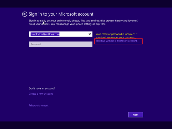 continue without microsoft account
