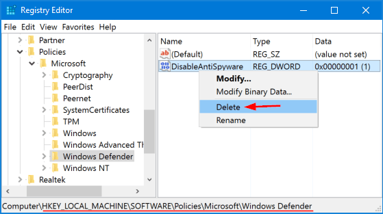 DisableAntiSpyware