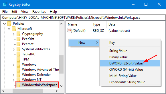 new-AllowWindowsInkWorkspace-value
