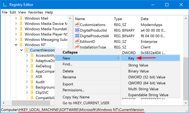 new-registry-key