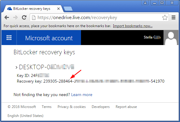 onedrive-bitlocker-recovery-key