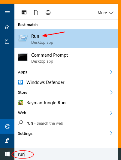 open-run-via-cortana-search