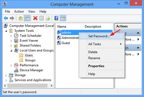 Reset Windows 8 Password via Computer Management