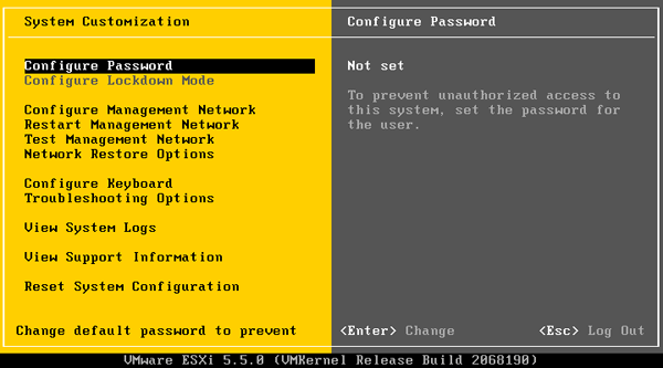 Change VMware ESXi root password