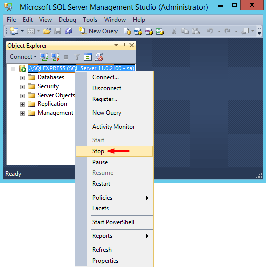 stop-sql-server-via-ssms