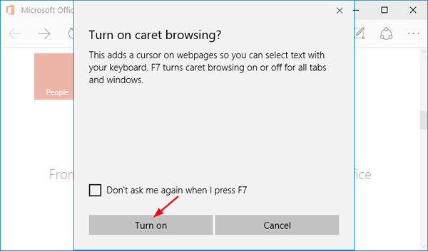 turn-on-caret-browsing