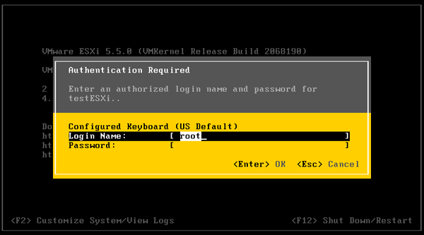 Login to VMware ESXi as root without password