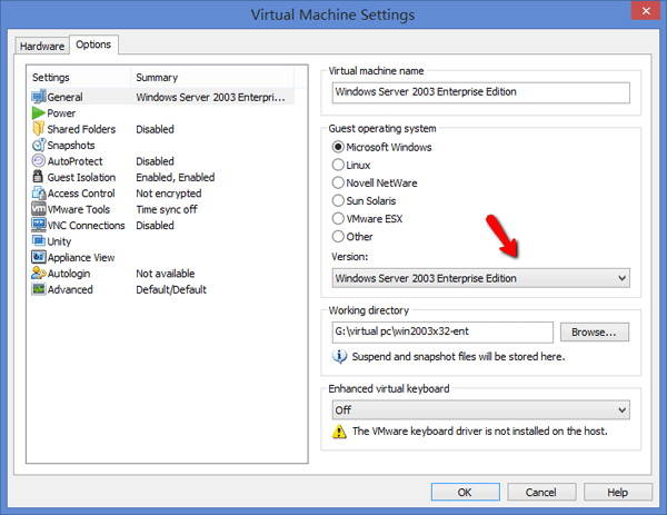 vmware-settings