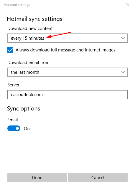 windows-10-mail-sync-settings